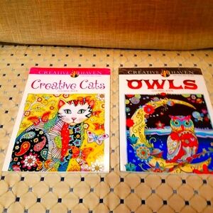 🆕️Creative Haven Adult Coloring Books Cats & Owls